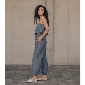 *Reserved* OZMA Neale Top - Organic Chambray - Indigo XS + Vivian Top XS 💙